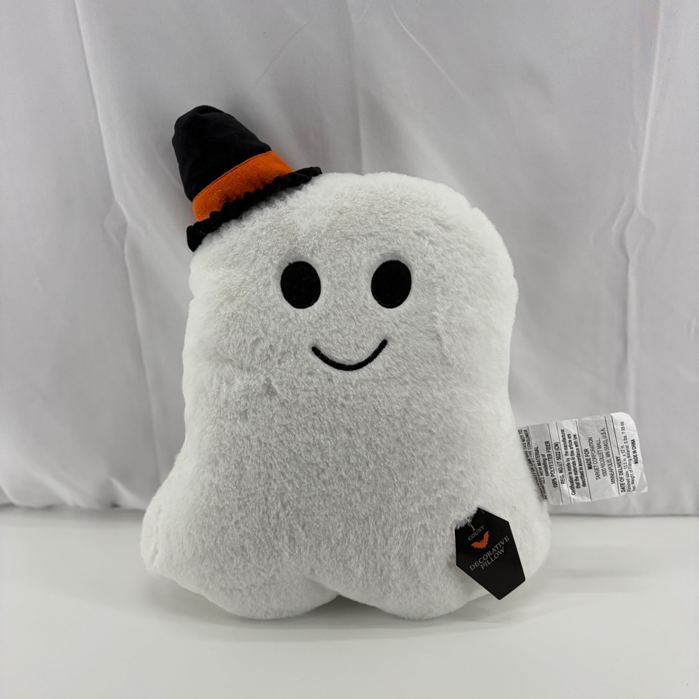 Hyde & EEK! Boutique Halloween Ghost Plush Decorative Pillow White Witch Hat